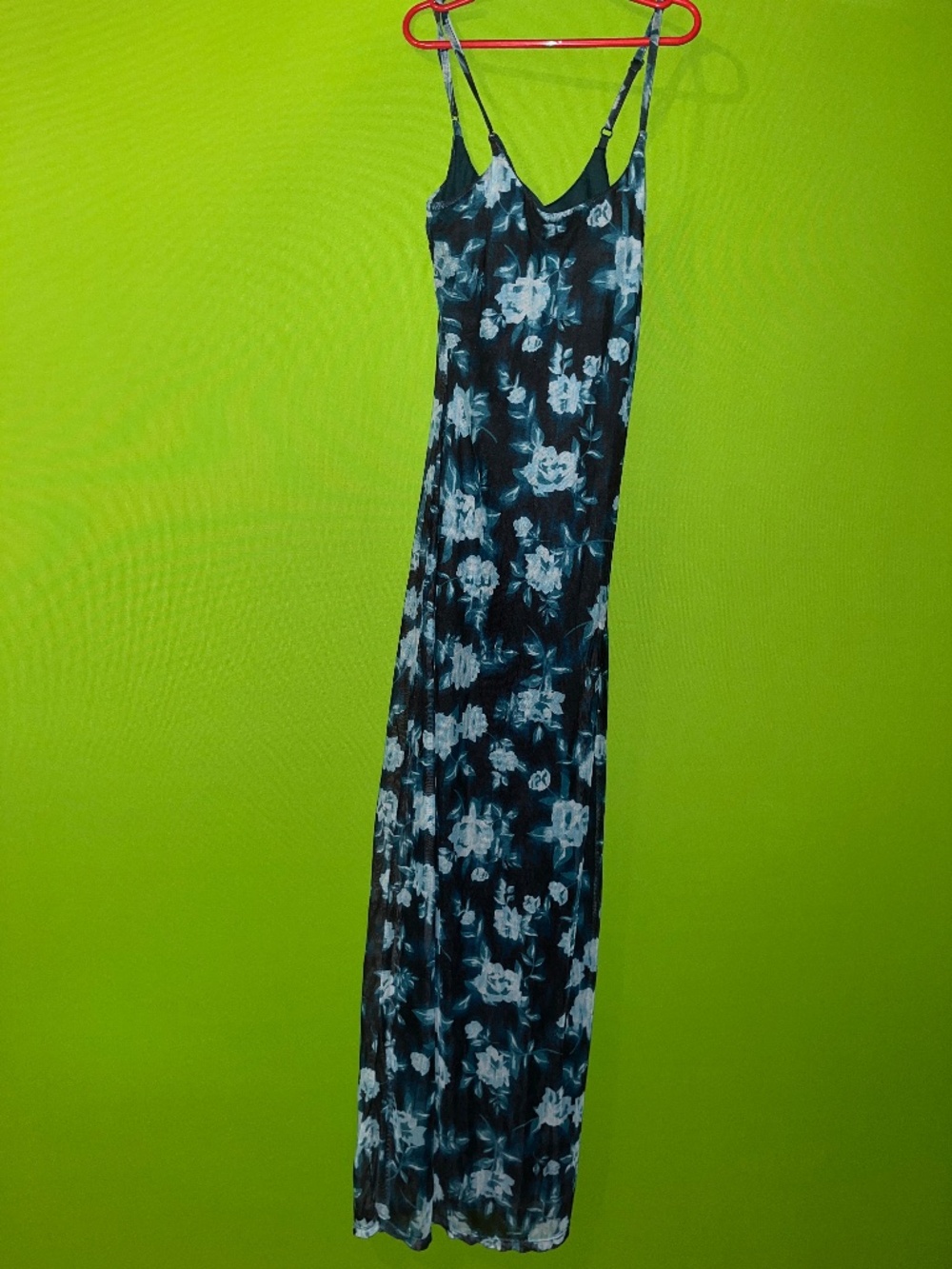 Long Black & Blue Rose Dress